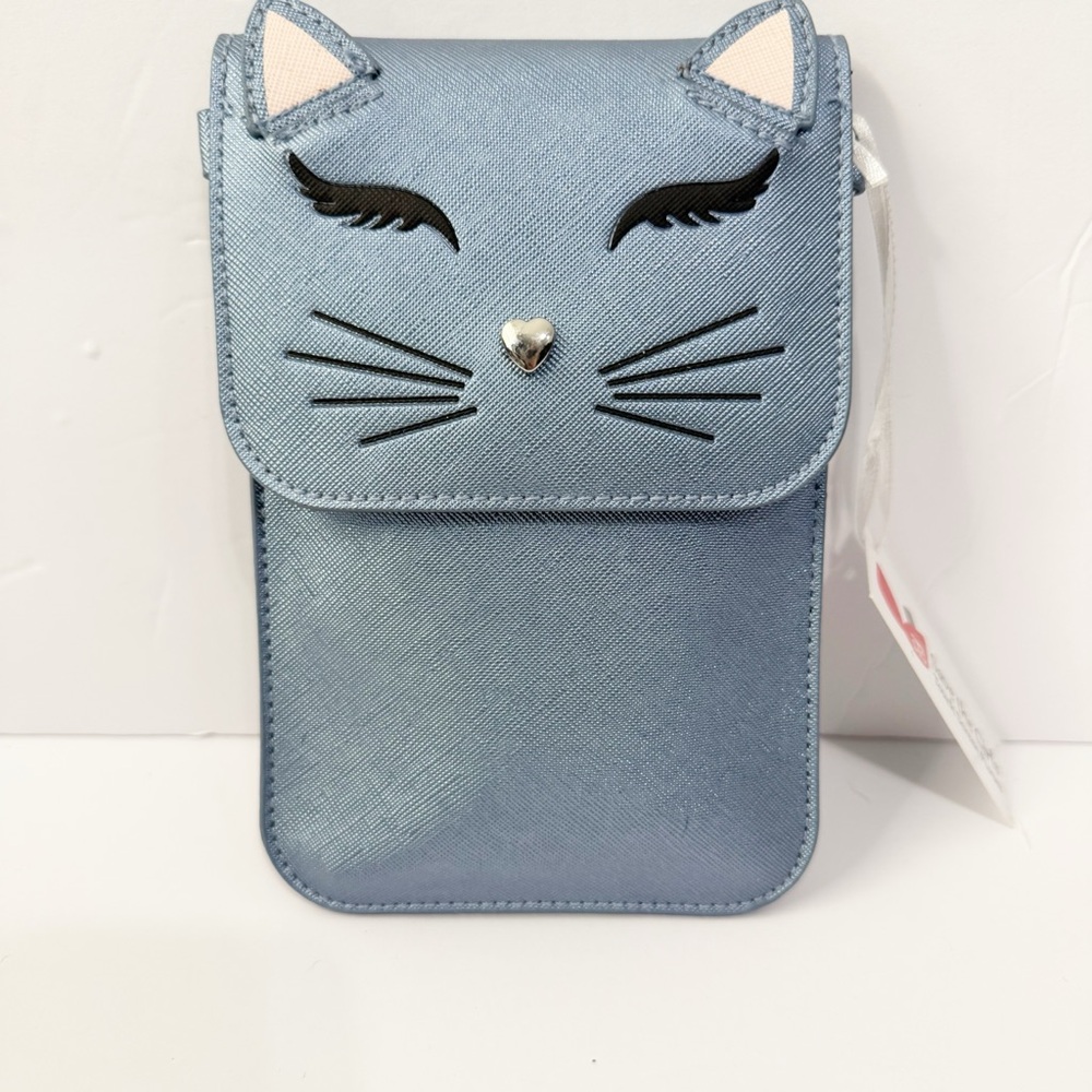 NWT Blue Cat Face phone Crossbody Bag